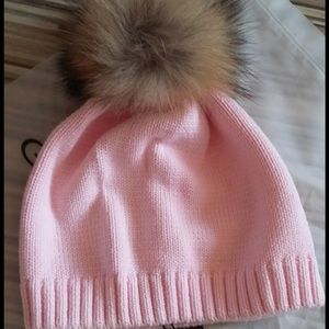 Toddlers cotton pink hat with Pom Pom